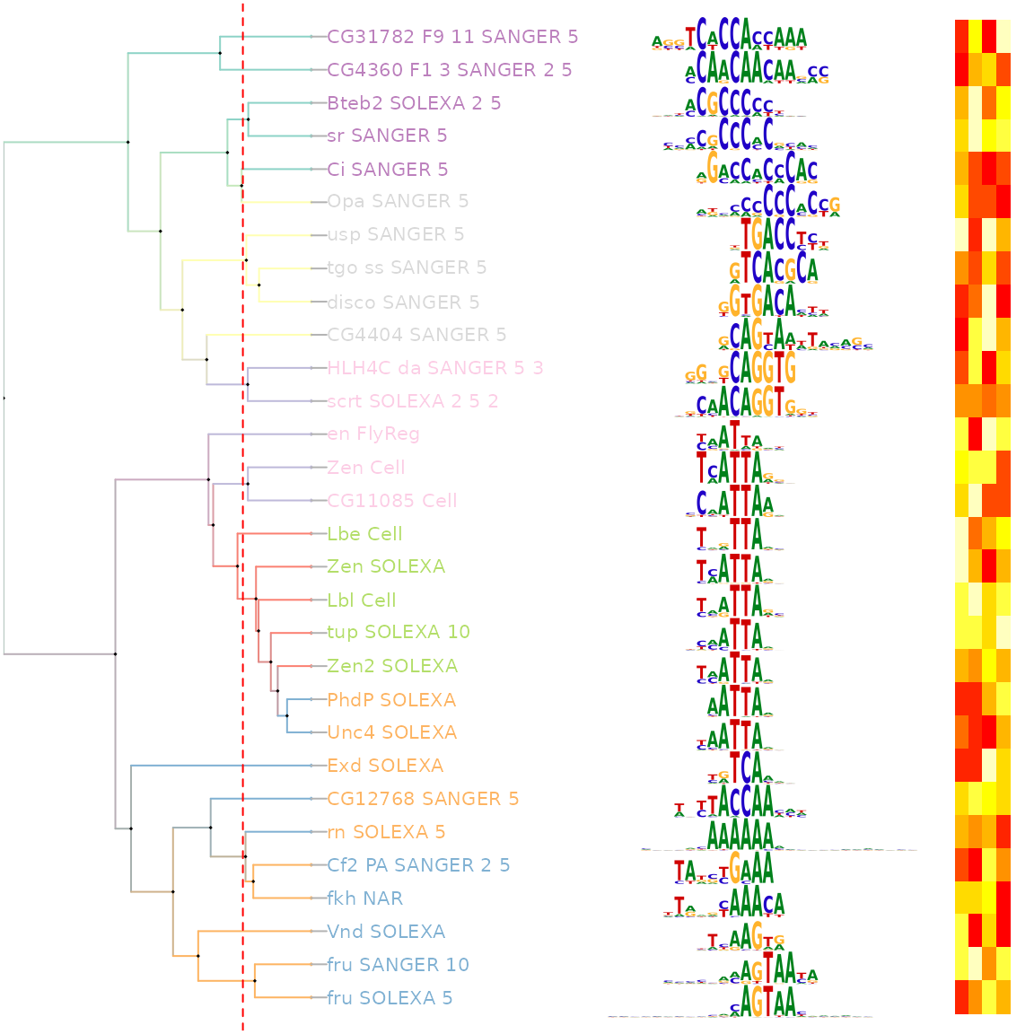 Grouped sequence logo with a heatmap