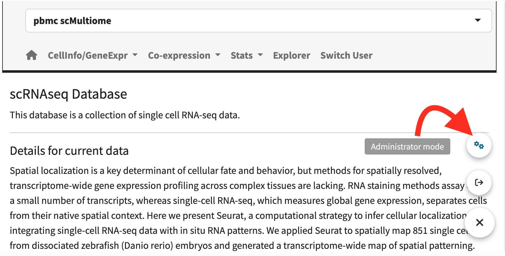 Administrator mode page.