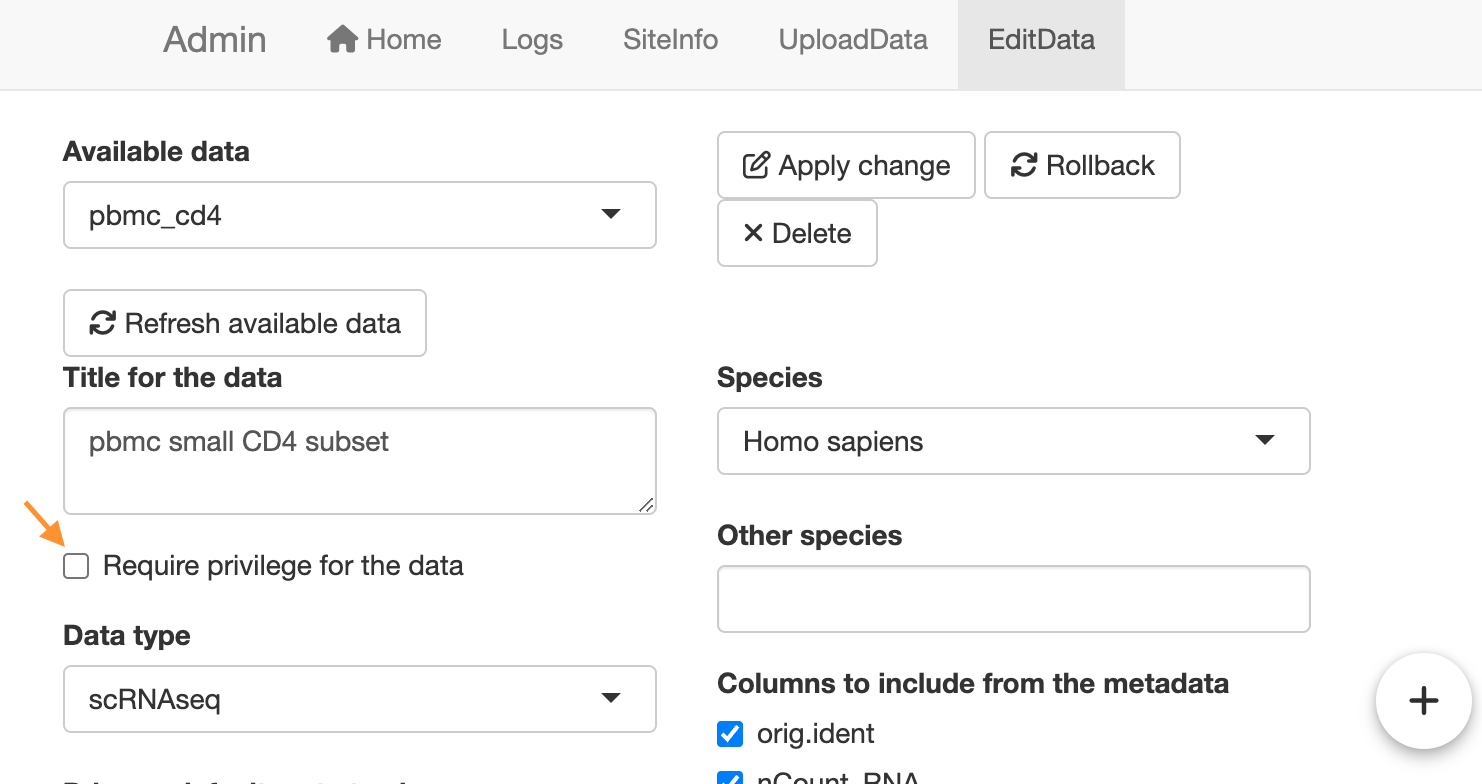 Change the protection status for a data.